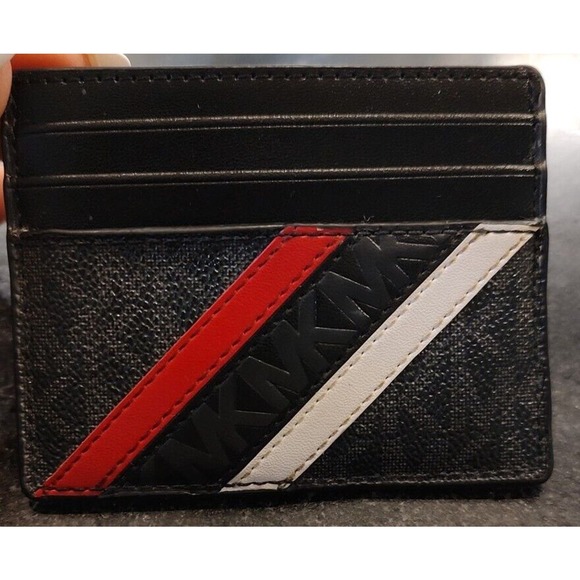 Michael Kors Card Holder Wallet Used Black/Red/White Used - Picture 2 of 9